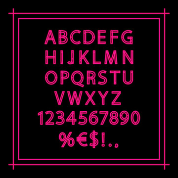 Pink Neon Linear Vector Alphabet