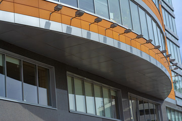 Background with part of a modern building with business center