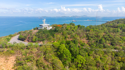 Aerial Lighthouse on The Coastal Slopes of Sriracha VTS vessel traffic service