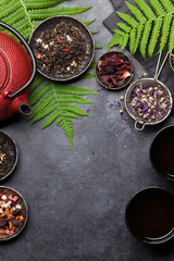 Set of herbal and fruit dry teas