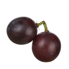 two black grapes isolated on white background