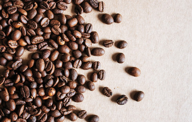 Coffee beans close up.