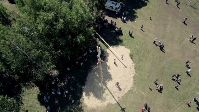 Folk festivals in Bashkiria - Sabantuy - the holiday of the plow. Aerial view.