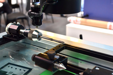 Touch Probes for Quality control on milling CNC machine. Precision probe sensor at industrial...