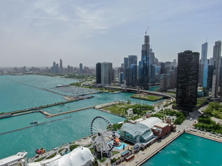 Beautiful aerial view of the Chicago Navy Pier 