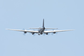 Tail view of the beautiful shape of a WWII bomber (B-17 Flying Fortress)