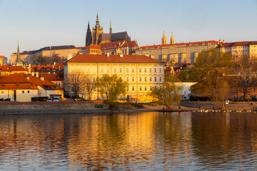 Panorama of Hradcany at sunrise, Czech Republic