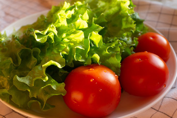 tomatoes and lettuce leaves