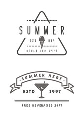 Summer Holidays Vector Design elements set. Retro and vintage templates. Labels.