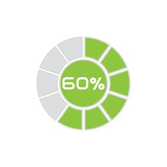 Green pie chart percentage diagram on white background
