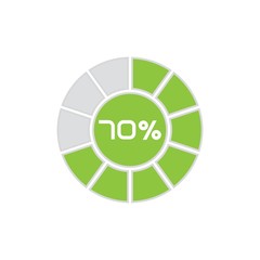 Green pie chart percentage diagram on white background