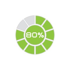 Green pie chart percentage diagram on white background