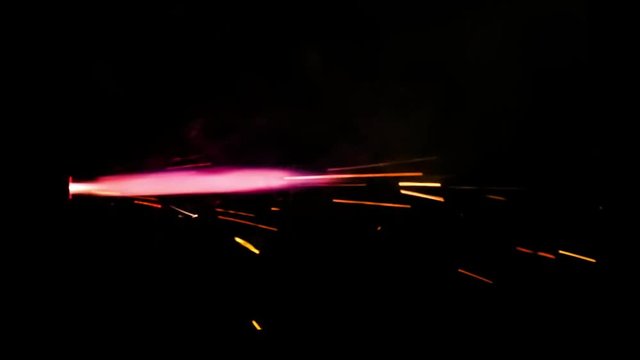 Rocket propulsion effect created with fireworks