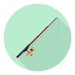 flat icon of spinning with shadow on green background