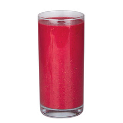 fresh wild strawberry juice in glass isolated on white background