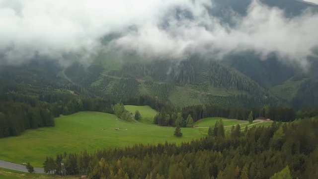 aerial view of amazing landscape in mountains of Cyprus, bright greenery