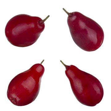 set of fresh red cornels isolated on white background