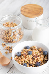 fruit and seed granola with blueberry