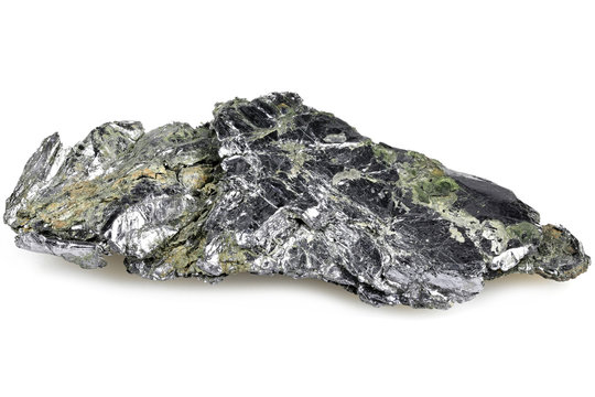 molybdenite from Desmont Mine, Wilberforce, Ontario, Canada isolated on white background