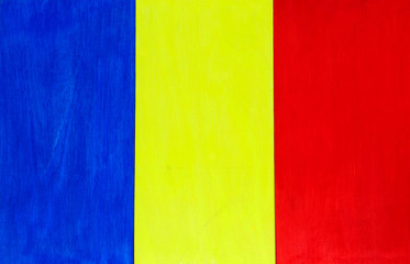Romanian flag background - Romania's national colors on a wooden background.