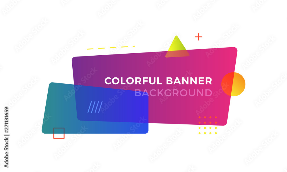 Aufkleber abstract geometric vector banners in modern memphis design style. different shapes with vivid gradie