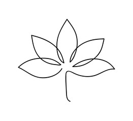 Lotus icon. Logo outline illustration of lotus flower. Black and white hand drawn line art style