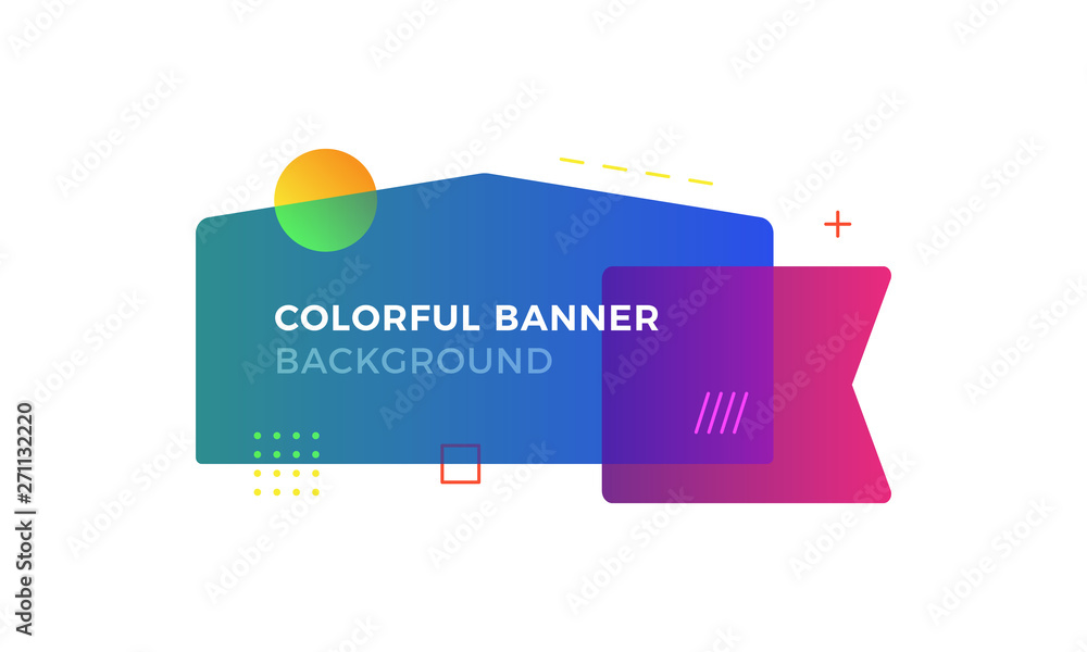 Aufkleber abstract geometric vector banners in modern memphis design style. different shapes with vivid gradie