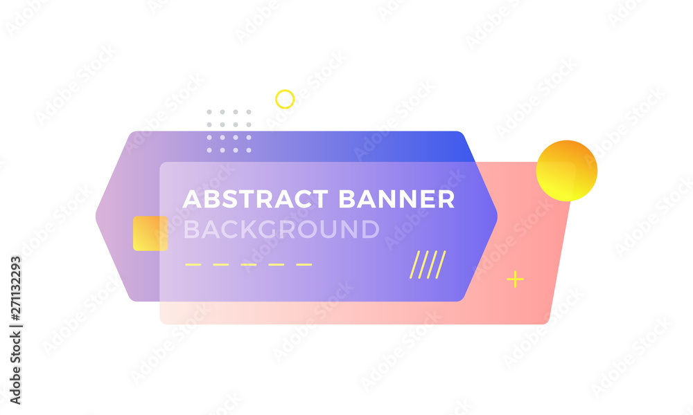 Fototapete abstract geometric banner in memphis design style with different shapes and gradient colors combinat