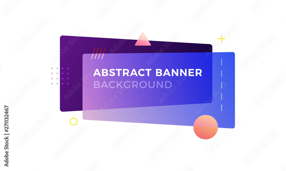 Aufkleber abstract geometric banner in memphis design style with different shapes and gradient colors combinat