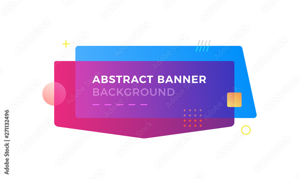 Leinwandbilder abstract geometric banner in memphis design style with different shapes and gradient colors combinat