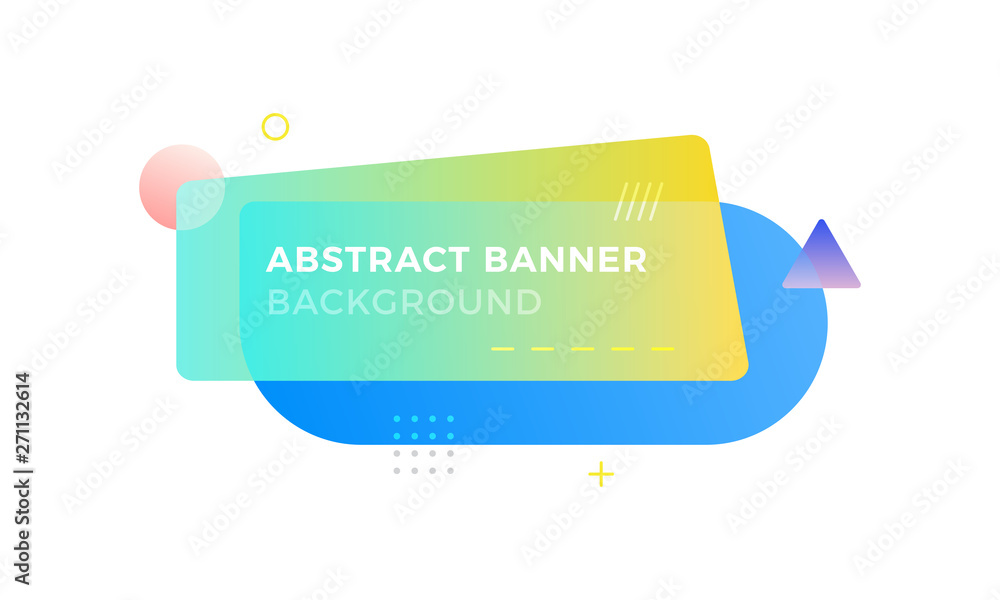 Fototapete abstract geometric banner in memphis design style with different shapes and gradient colors combinat