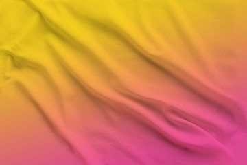beautiful silk fabric with light drapes and gradient from pink to yellow, blank for designer, copy space