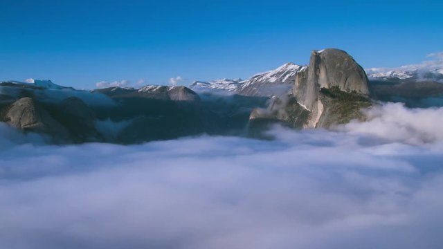 Yosemite Valley Aerial View above the Clouds after a Spring Storm