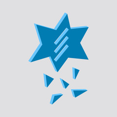 Broken glass icon.Isometric and 3D view.