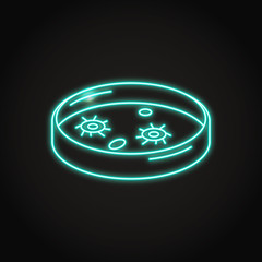 Petri dish icon in neon line style