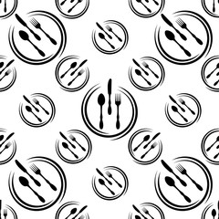 Cutlery Icon Seamless Pattern, Fork, Spoon And Knife