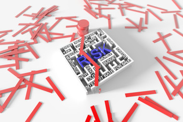 Risky maze, business and life choices concepts. Original 3d rendering