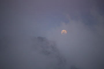 Moon shining over the clouds