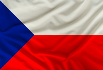 the color flag of the state of the Czech Republic is depicted on textiles with soft folds