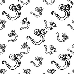 Aum (Om) The Holy Motif Seamless Pattern