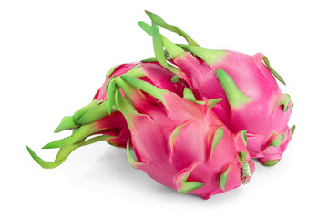 Ripe Dragon fruit, Pitaya or Pitahaya isolated on white background, fruit healthy concept