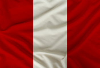 national flag of peru on silk fabric with soft folds