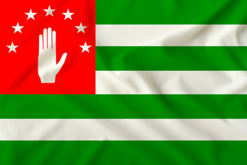colored flag of the unrecognized republic of abkhazia on silk with soft folds
