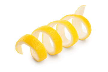 Lemon peel isolated on white background. Healthy food