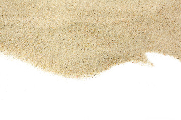 closeup of a pile of sand of a beach or a desert isolated on white background