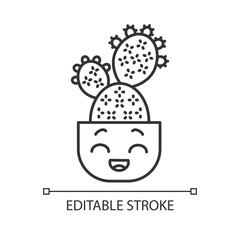 Prickly pear cactus cute kawaii linear character