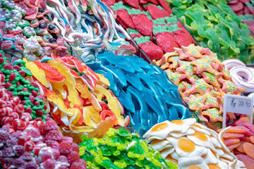 Colourful sweets on a market stall