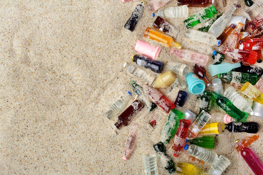 Garbage Collected On The Beach. Top View