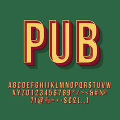 Pub vintage 3d vector lettering