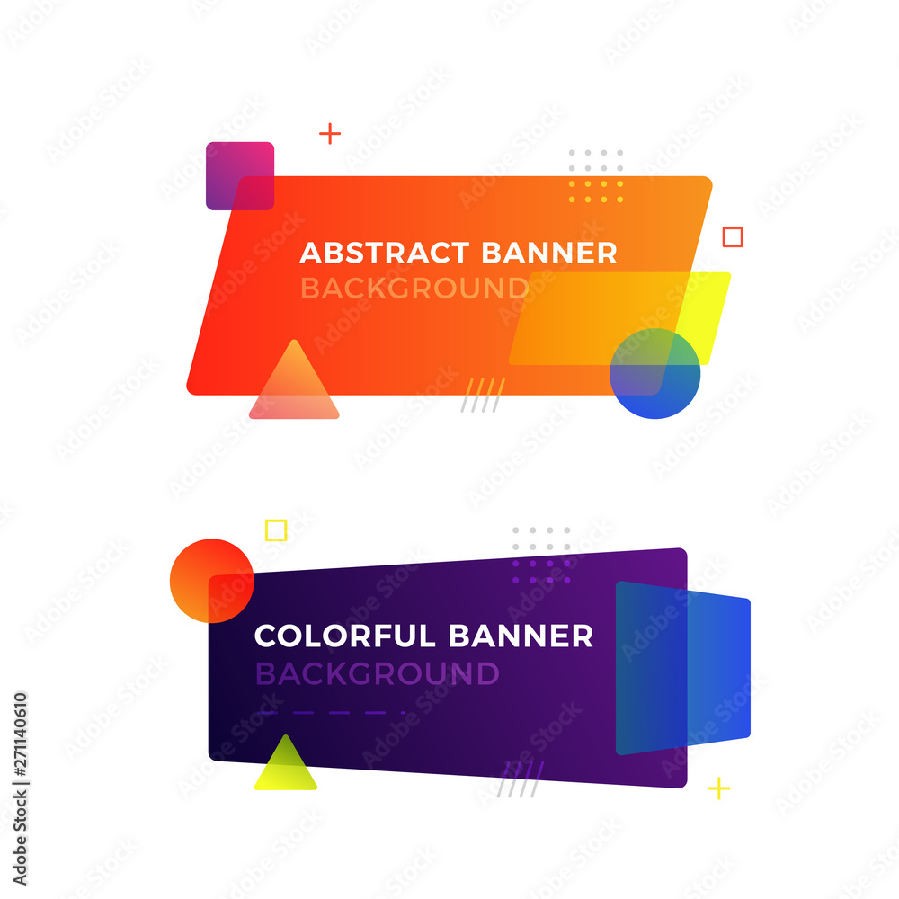 Aufkleber abstract geometric vector banners in modern memphis design style. different shapes with vivid gradie